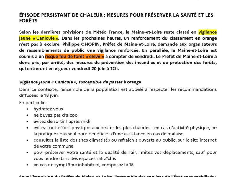 Canicule et risque feux de forêt